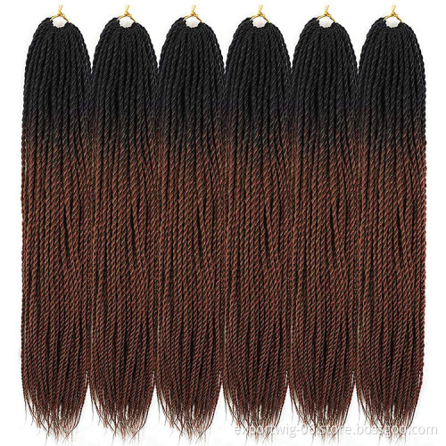 Senegalese Twist Crochet Hair Extension Pre-looped Senegalese Twists Braiding Hair Ombre Color Synthetic Fiber  24inch